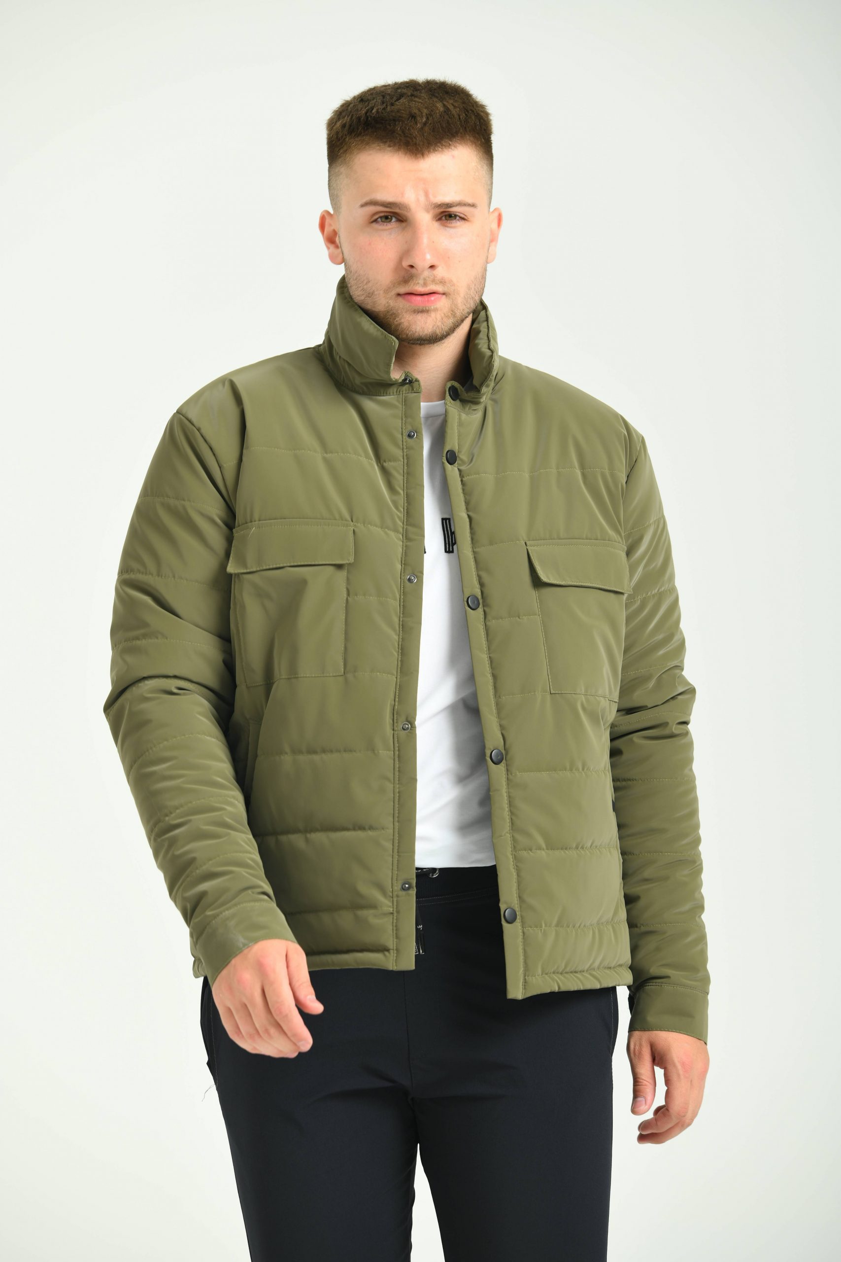 Haki Classic Puff Mont - Görsel 5