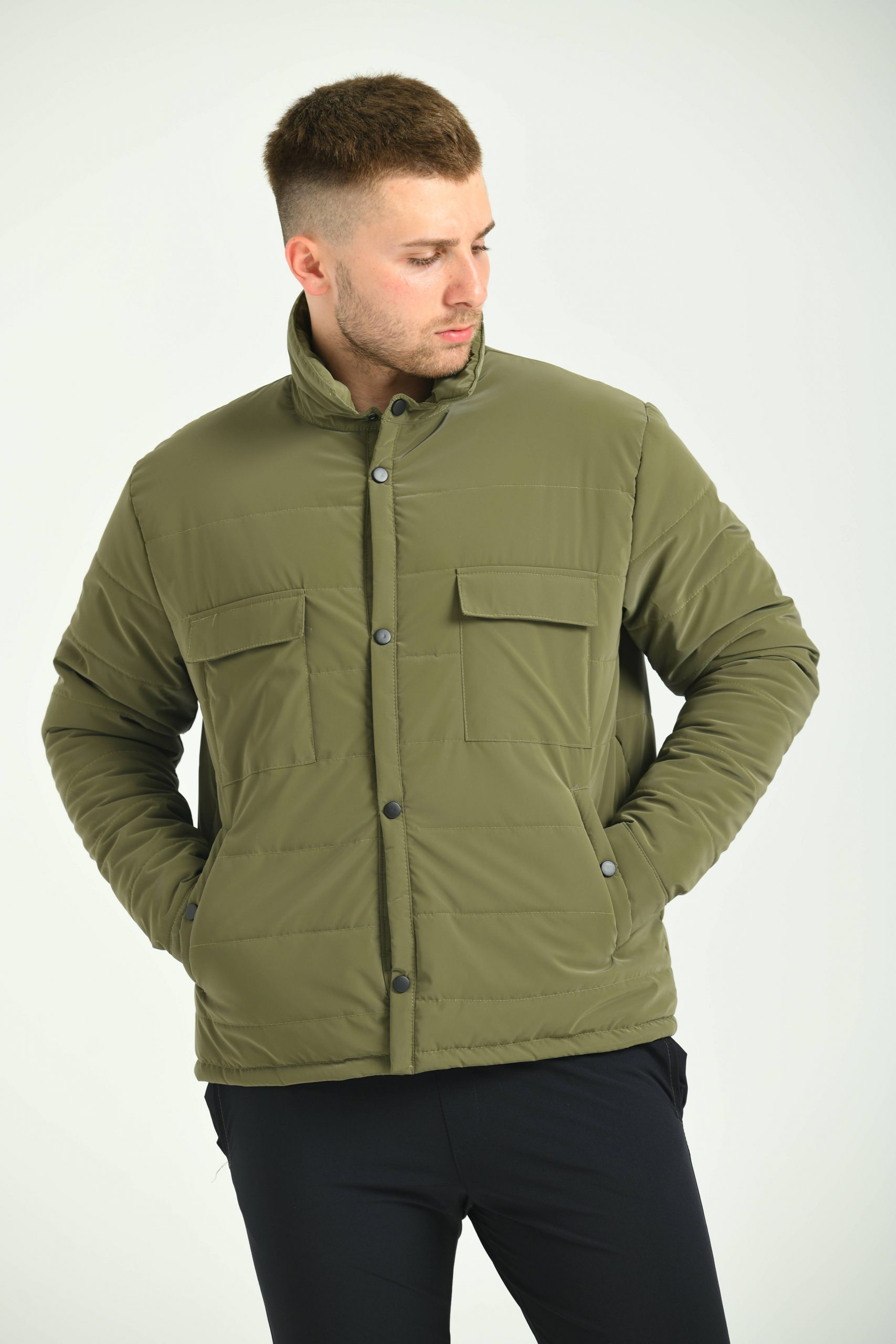 Haki Classic Puff Mont - Görsel 4