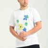 Linke Aplike Papatya Desen Beyaz T-shirt