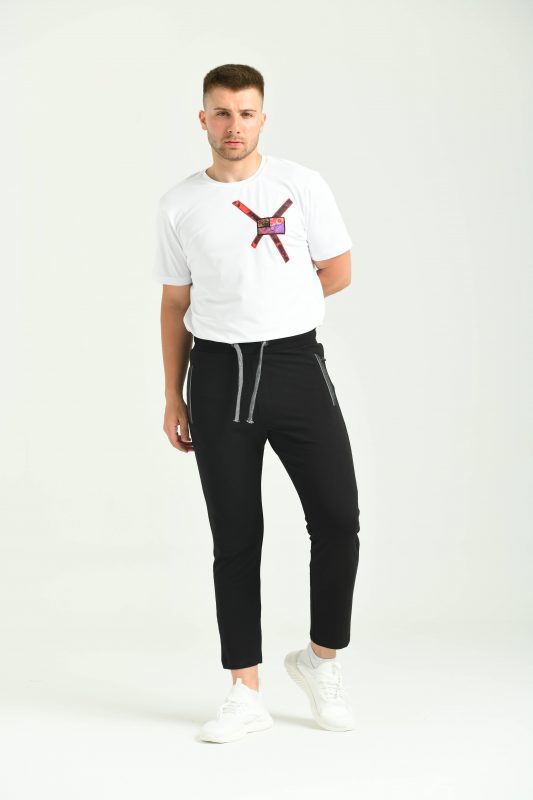 Deri Cep Fit Pantolon Siyah