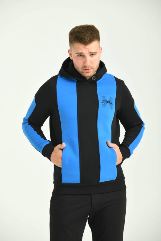 Siyah Mavi Stripe Desen Sweatshirt