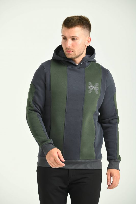 Haki Gri Stripe Desen Sweatshirt